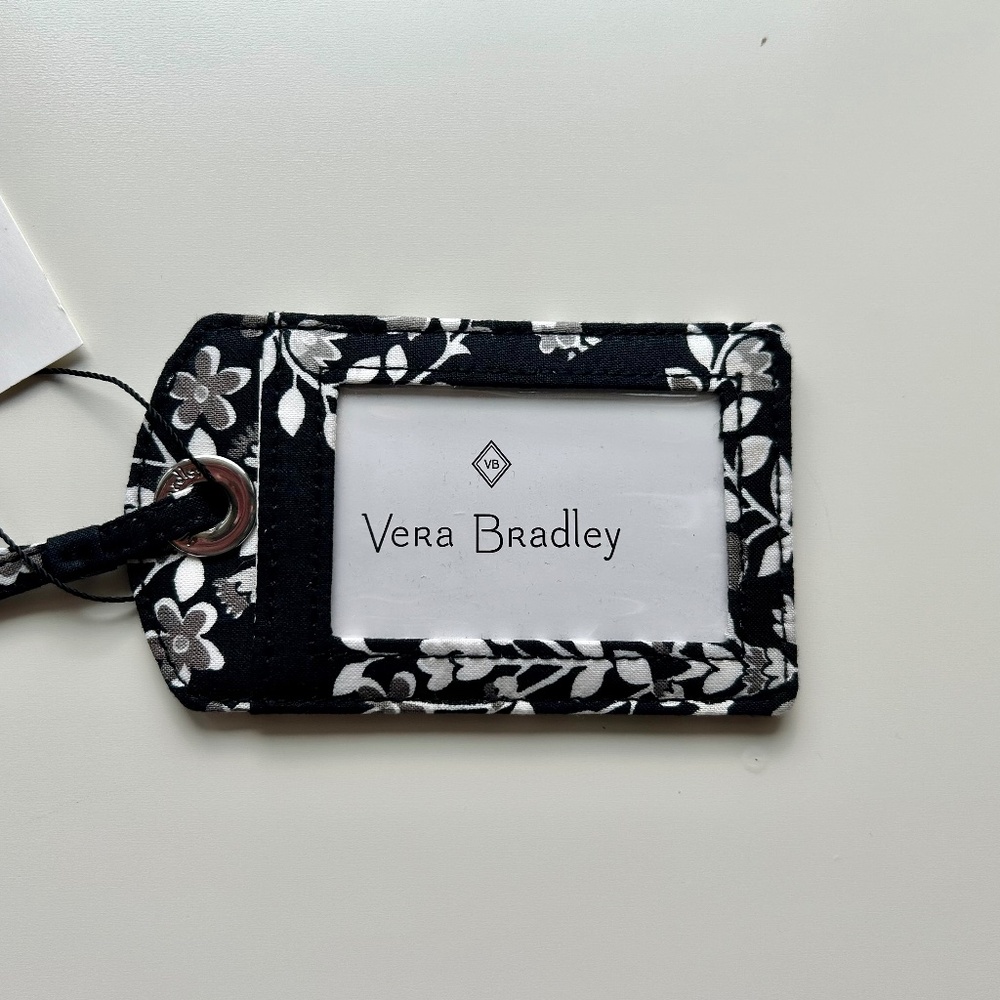 Vera Bradley Luggage ID Tag Black/White Chandelier Noir Pattern